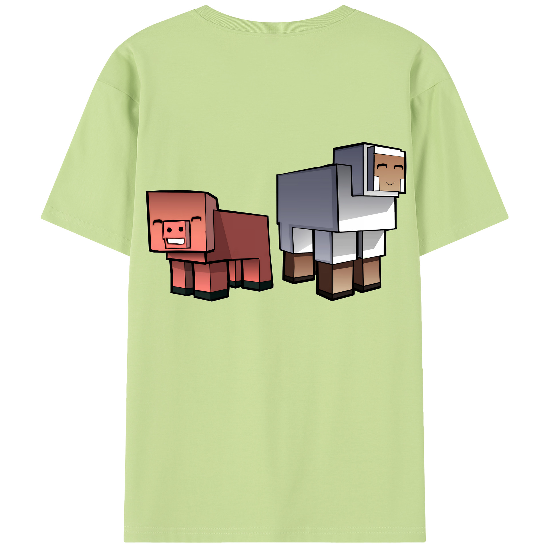 （画像用） マインクラフト ブロックの世界 Minecraft MC Block world 綿100％半袖Tシャツ（背面プリント）